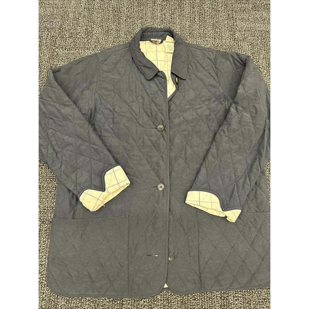 LL BEAN Womens Classic Diamond Quilted Jacket-Blue-Insulated Lining-Size XL